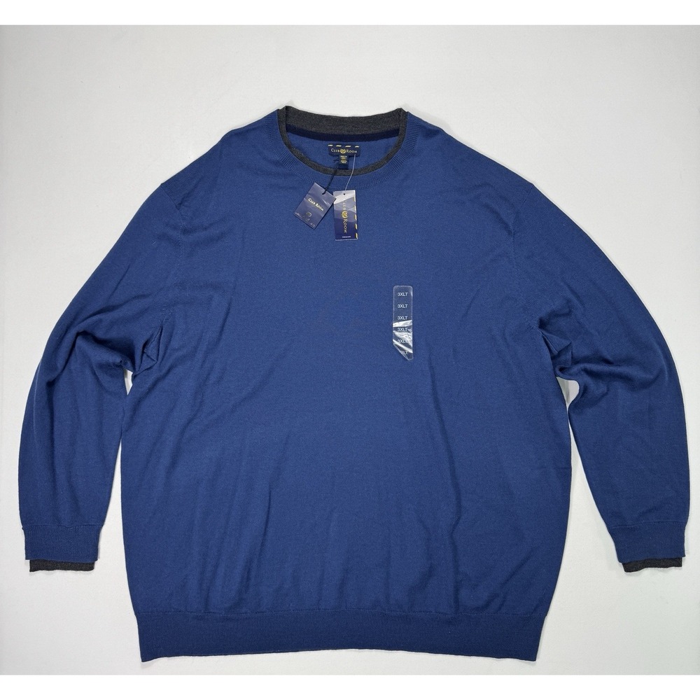 Club Room Estate Merino Wool Sweater Men’s 3XLT Shark Eye NWT Crew Neck Modern